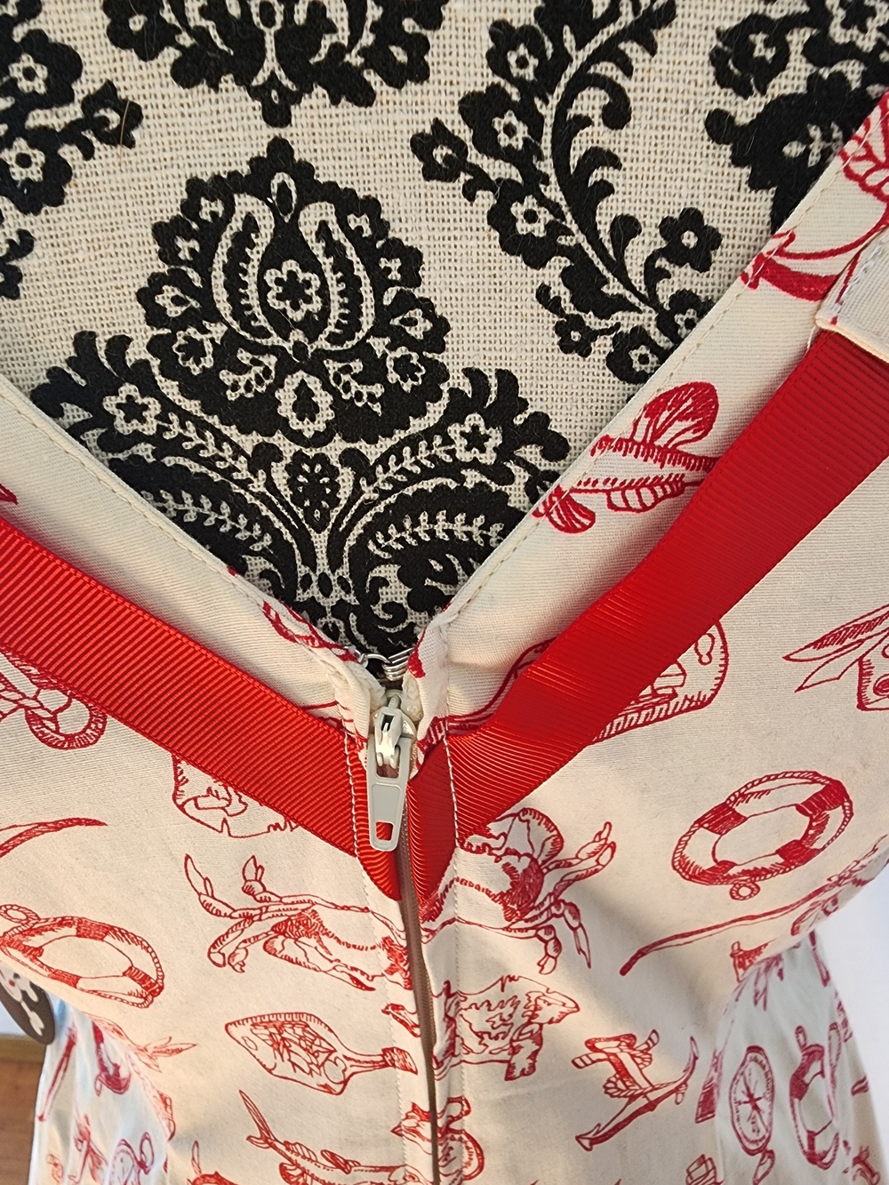 BNWT!! Hell Bunny Ivory and Red Nautical Print Sundress - Picture 4 of 5